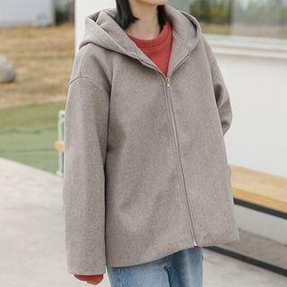 Hooded Zip Jacket Grayish Almond - One Size