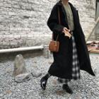 Plain Lapel Coat / Ribbed Long-sleeve Top / Midi Skirt
