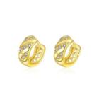 Simple And Fashion Plated Gold Geometric Round Cubic Zircon Stud Earrings Golden - One Size