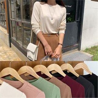 Round-neck Colored Ribbed T-shirt