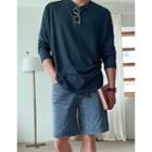 Long-sleeve Over-fit Colored T-shirt