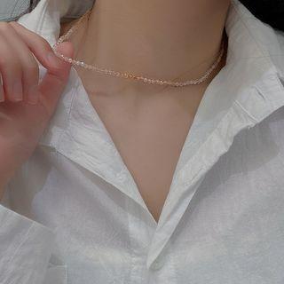 Faux Gemstone Bead Necklace Transparent - One Size