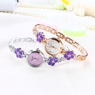 Rhinestone Flower Bracelet Watch
