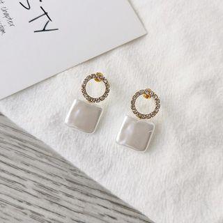 Rhinestone Square Drop Earring 1 Pair - Ear Studs - One Size