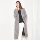 Single-breasted Houndstooth Long Coat