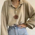 Embroidered Loose-fit Polo Sweatshirt