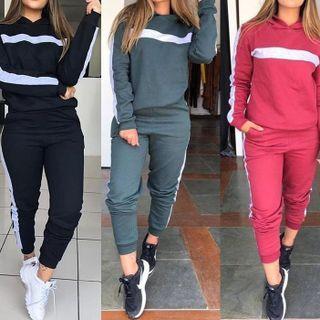 Set: Long Sleeve Stripes Hoodie + Pants