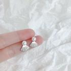 925 Sterling Silver Faux Pearl Fan Earring 1 Pair - Silver - One Size