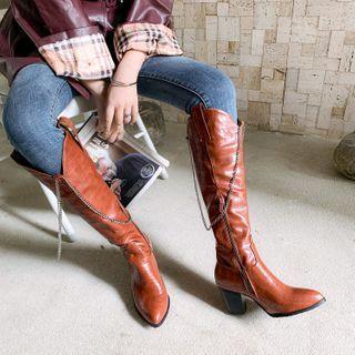 Chain Strap Chunky-heel Tall Boots