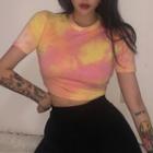 Short Sleeve Tie-dyed Cropped Top