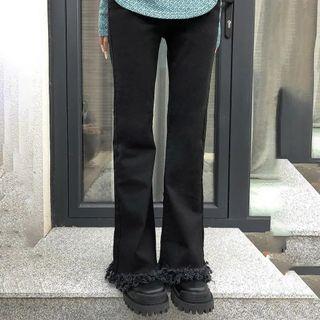 Fringed Hem Bootcut Jeans