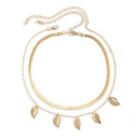 Leaf Pendent Layered Alloy Choker