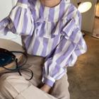 Striped Ruffled Blouse Stripes - One Size