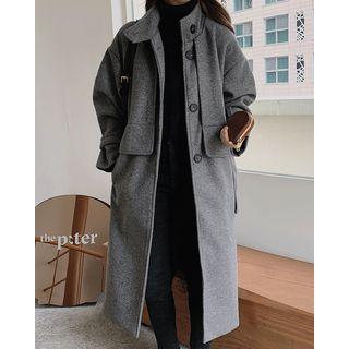 Stand-collar Tab-cuff Long Coat