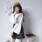 Lace-up Bell Sleeve Knit Top