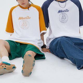 Raglan Sleeve Print Couple Matching Tee