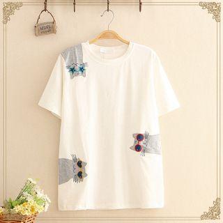 Cat Patch Short-sleeve Top