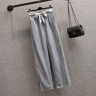 Sashed Wide Leg Jeans