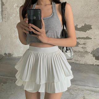 Ruffle Mini Pleated Skirt