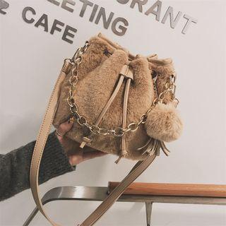 Pom Pom Furry Bucket Bag