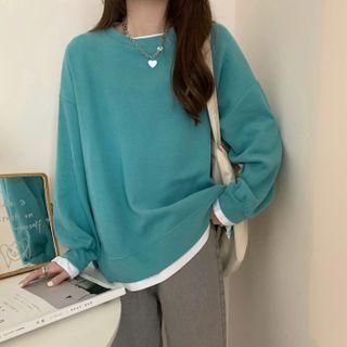 Mock-two-piece Long-sleeve Sweatshirt