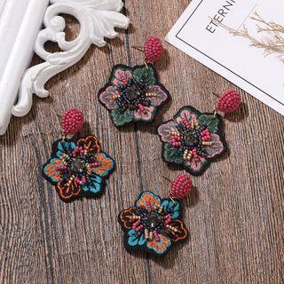 Embroidered Flower Dangle Earring