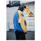 Applique Color Block Hooded Zip Jacket