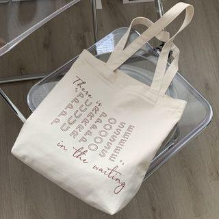 Lettering Tote Bag Purpose - Beige - One Size