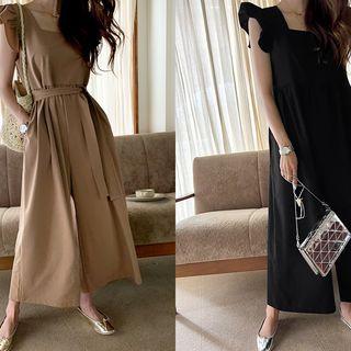 Square-neck Frill-sleeve Jumpsuit