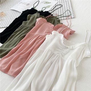 Sleeveless Spaghetti-strap Ruffled Dress