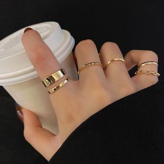 Set Of 7: Alloy Open Ring (various Designs)