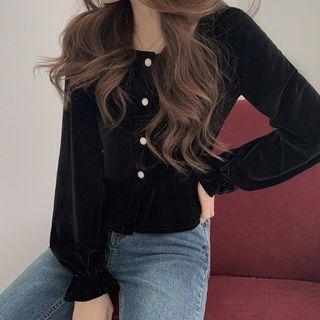 Square Neck Velvet Blouse