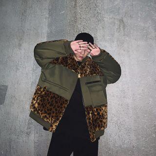 Leopard Panel Padded Jacket