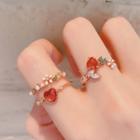 Branches & Heart Cat Eye Stone Alloy Open Ring