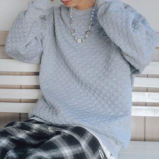 Long Sleeve Waffle Pattern Sweatshirt