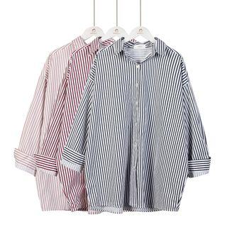 Long-sleeve Oversized Striped Shirt