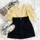 Elbow-sleeve Top Yellow - One Size