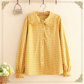 Heart Pocket Check Long-sleeve Shirt