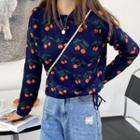 Fruit Print Polo-neck Sweater