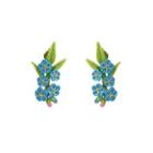 Fashion And Elegant Plated Gold Enamel Blue Flower Earrings Golden - One Size