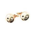Fashion And Elegant Plated Gold Chinese Style Tai Chi Cufflinks With Black And White Cubic Zirconia Golden - One Size