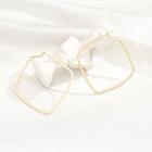Alloy Square Hoop Earring 1 Pair - S925 Silver Earrings - Gold - One Size
