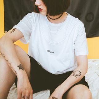 Set: Lettering Tank Top + Sleeveless T-shirt + Short-sleeve T-shirt