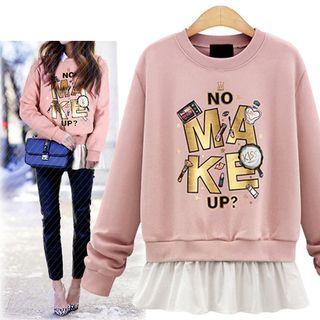 Ruffle Hem Printed Pullover