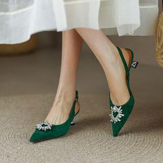 Rhinestone Buckle Pointy-toe High-heel Sandals (various Designs)