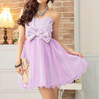 Bow Sleeveless Cocktail Dress