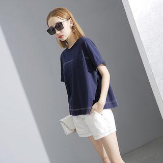Stitched Short-sleeved Pocket T-shirt