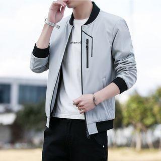 Zip Detail Slim-fit Bomber Jacket