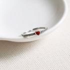 Rhinestone Heart Ring Silver - One Size