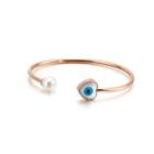 Fashion Creative Plated Rose Gold Devils Eye Imitation Pearl 316l Stainless Steel Bangle Rose Gold - One Size